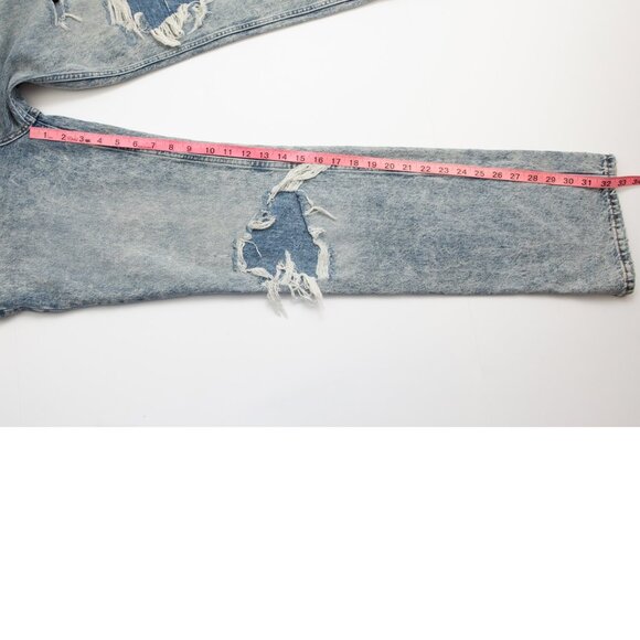 Free People "My Own Lane" Jeans Straight Leg Acid Washed High Waist Blue Size 28 - Picture 6 of 7